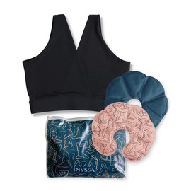 Nyssa FourthWear Bralette posparto + paquete de hielo/calor, apto para FSA/HSA, para lactancia materna y supresión de lactancia, comodidad, Negro -, 44W