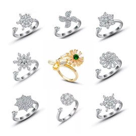 Veraly Anillo De Ansiedad Giratorio Ajustable Fidget Joyas Alivio