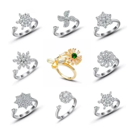 Veraly Anillo De Ansiedad Giratorio Ajustable Fidget Joyas Alivio