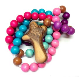 Wooden Rosary (Pink Purple Turquoise)