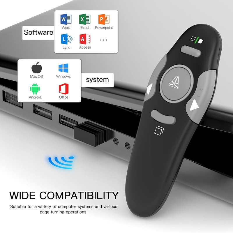 Presentation Clicker Wireless Presenter Laser Pointer for Presentations Remote RF