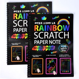 NewtonTech kid' Paper Craft kit Scratch Art Doodle Notebook/Pad,Pack of 2,10.2 inchX7.5 inch,16K,Rainbow Scratch Paper Note,as Educational Toys,Gift Choice for Birthday,Holidays,Christmas,New Year