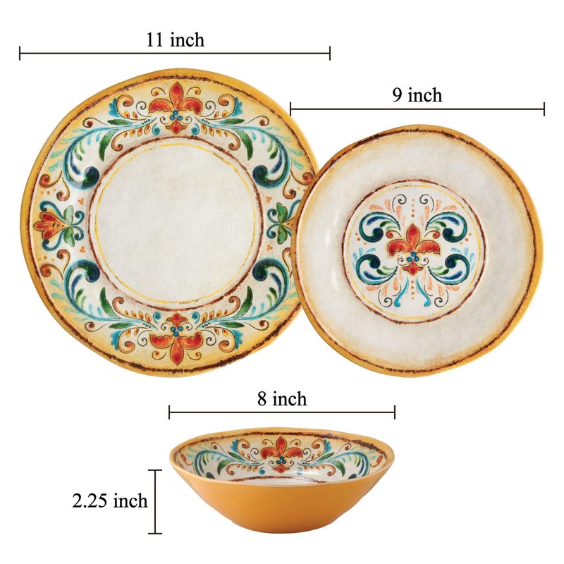 Supreme Housewares 6-Piece Tuscany 11" Melamine Dinner Plate