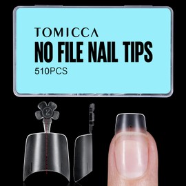 TOMICCA 510 Stücke Falsche Tips für Gelnägel, Kurz Quadrat Runde Acryl Halbe Abdeckung Französische Nageltips für Gelnägel Set für Nagelstudios DIY & Nagelverlängerung, 12 Größen