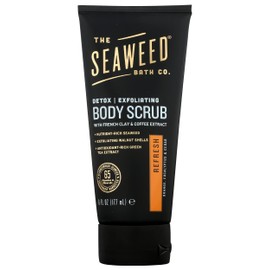 The Seaweed Bath Co. Detox Exfoliating Body Scrub, Refresh Scent (Orange, Eucalyptus & Cedar), with French Clay & Coffee Extract, 6 Oz