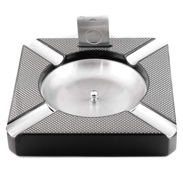 Mrs. Brog Cigar Ashtray with Built-in Cigar Cutter - Holds 4 Cigars - Removable Stainless Steel Bowl - Easy to Clean - Large Ashtray - Perfect Cigar Gift