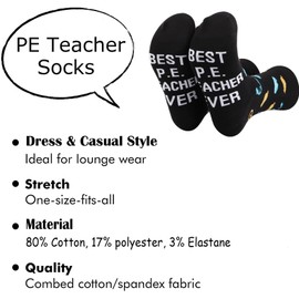 TSOTMO PE Teacher Gift PE Teacher Teaching Socks Novelty Best P.E Teacher Ever Crew Socks For Teacher Physical Education Gift (C.PE Socks)