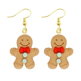 Resin Christmas Holidays Drop Earrings Gingerman Red and White Balls Ornaments for Women Teens (Gingerman)