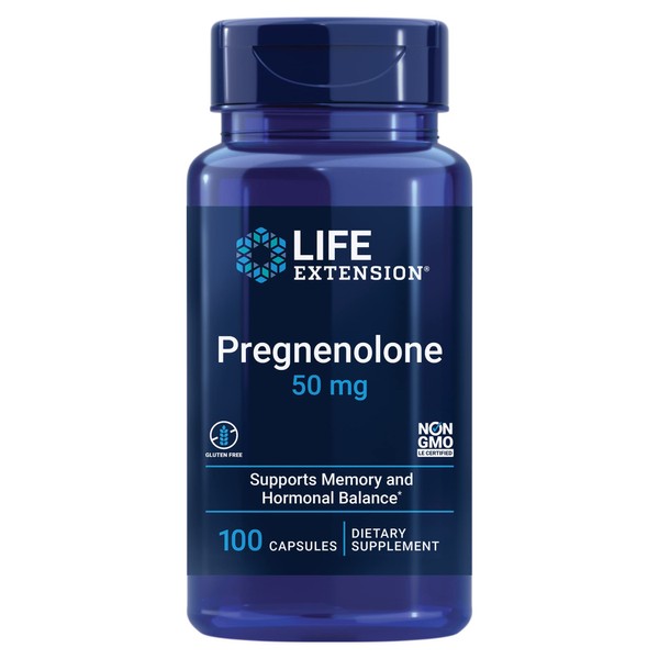 Life Extension Pregnenolone 50mg - For Hormone Balance, Anti-Aging & Longevity - Memory & Cognition Supplement – Non-GMO, Gluten-Free - 100 Capsules