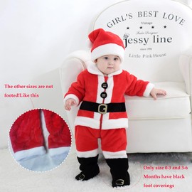 TONWHAR Unisex Baby Santa Clause Costume Kids & Toddlers Winter Hooded Rompers Jumpsuits(12-18 Months)
