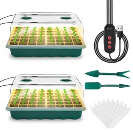 Ryscam Seed Starter Tray with Grow Light, 96-Cell Seed Starter Kit, Seedling Starter Trays with Humidity Domes, Automatic Timer, Adjustable Light Indoor Gardening Plant Germination Trays