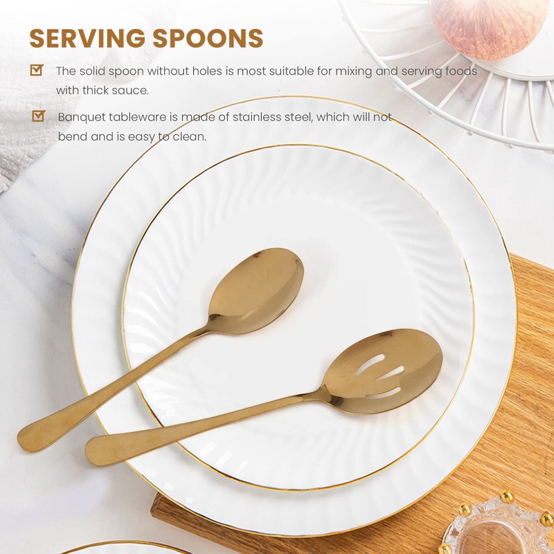 Hopbucan Stainless Steel Flatware Serving Utensils Serving Spoon for Kitchen