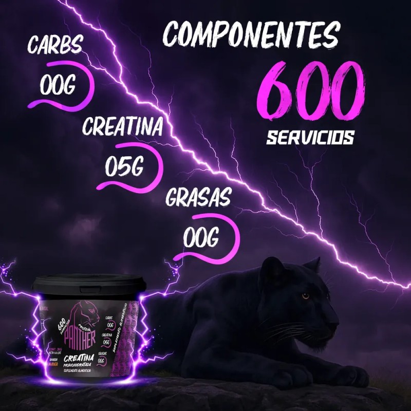 Creatina Panther Protein Monohidratada 3kg 600 Servicios