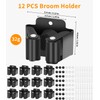 FAOKZE Pack of 12 Stainless Steel Mop Holder, Broom Holder