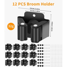FAOKZE Pack of 12 Stainless Steel Mop Holder, Broom Holder Wall, Broom Holder, Tool Holder, Wall Mount, Stainless Steel Wall Mount, Garden Tool Holder, (24 Screws), for Kitchen, Home, Bathroom
