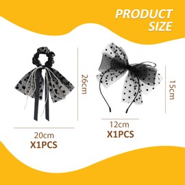 1 Piece Bow Headband And 1 Piece Hair Ring, Ele Lace Hair Accessories, Retro Headdress, Clothing Accessories.