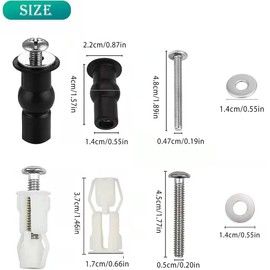INGJIA Set of 4 Toilet Seat Fixed Screw, Universal Toilet Seat Attachment Set, Expansion Bolts Made of Rubber Toilet Seat Screws Accessories, Stainless Steel Hinge for Toilet Lid (2 Types)