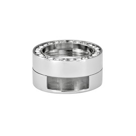 Quiges Stainless Steel Interchangeable Bracelet Mini Coin Holder Silver with Zirconia for Bracelet, Stainless Steel, Cubic Zirconia