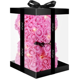 Otlonpe Bear Rose Flowers Light Up, Mothers Day Bear Gifts for Mom, Women Gifts Home Decorations for Christmas Valentines Mothers Day Birthday, for Her Mom Wife Girlfriend Daughter (Pink)