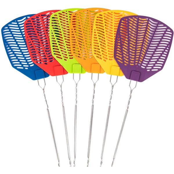 Fly Swatters 6 Pack Multi Pack,Long Handle Durable,Fly Swat Shatter Bulk,Insects, Bugs Swatter Set That Work for Indoor and Outdoor