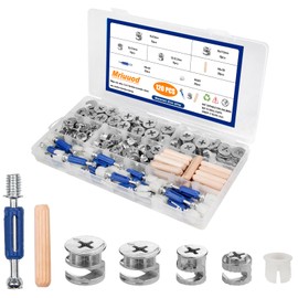 120Pcs Cam Lock for Furniture Assortment Kit, 3 in 1 Eccentric Hardware Wheels,Wood Dowel Pins, Furniture Cam Lock Fasteners, for Connecting and Repairing Cabinet, Closet, Drawer, Wardrobe