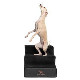 Noah & Paw Dog Stairs, Dog Ramp for Bed (17" Extra Wide) Pet Stairs for High Bed, Design to Fit Small and Large Breeds, Durable 4 Pet Steps for Couch (35 Foam Density) Leather Collection