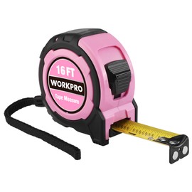 WORKPRO 16FT Pink Tape Measure, 1/8 Fractions Easy Read Measuring Tape
