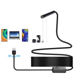 Endoscope Camera, USB Industrial Borescope with 6 LED Lights, 7mm Probe Pipe Inspection Snake Camera IP67 Waterproof for Android, for Windows(1 Meter / 3.3ft)
