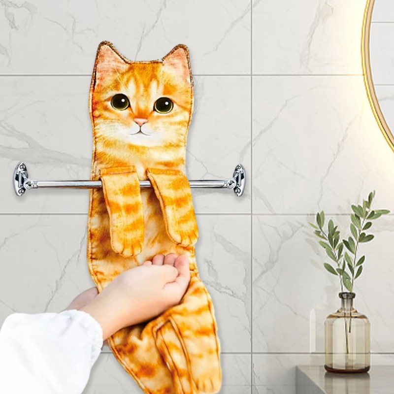 DUINIU 1 Piece Cute Cat Hand Towel for Bathroom, Kitten
