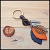 White Fang AZ145 Keychain, Leather, Stylish, Retro, Charm, Leaf, Keyring,