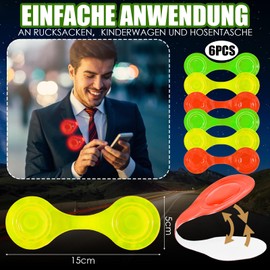 SIWOKJJO 1 set of 6 magnetic reflectors children, total 3 colours, reflectors clothing, reflectors, reflector children, reflector can be used for backpacks, prams etc