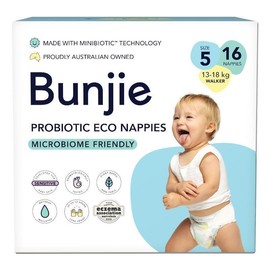 Bunjie Probiotic Eco Nappies Size 5, 13-18kg, 16 Pack