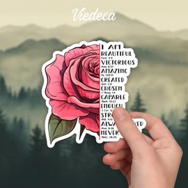 (3Pcs) I Am Beautiful Victorious Amazing Created Chosen Christian Sticker Quotes Bible Verse Jesus Vinyl Decals for Tumbler Kindles Laptop Water Bottles Books Phone - Size 3x3 Inch