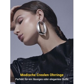 PROSTEEL Women's Hoop Earrings Stainless Steel / 18 K Gold-Plated Huggie Hoop Folding Hoop Earrings for Women Girls 25/30/40/60/70/80 mm Large Circle Earrings Accessory, Stainless Steel, No Gemstone