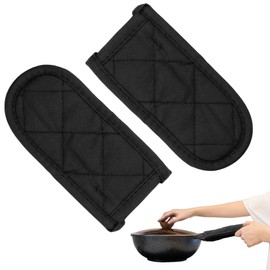 Pot Handle Covers Cast Iron 2 Pack, Pot Handle Holders, Pot Holder for Handle of Pan, Cast Iron Skillet Handle Holder, Pot Holders for Kitchen Heat Resistant, Handle Covers for Cast Iron Pans, Black