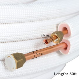 findmall 50FT Air Conditioning Copper Tubing Hose Extension 1/4" and 3/8" Twin Copper Hoses Insulated Copper Hoses Fit for Mini Split Air Conditioner