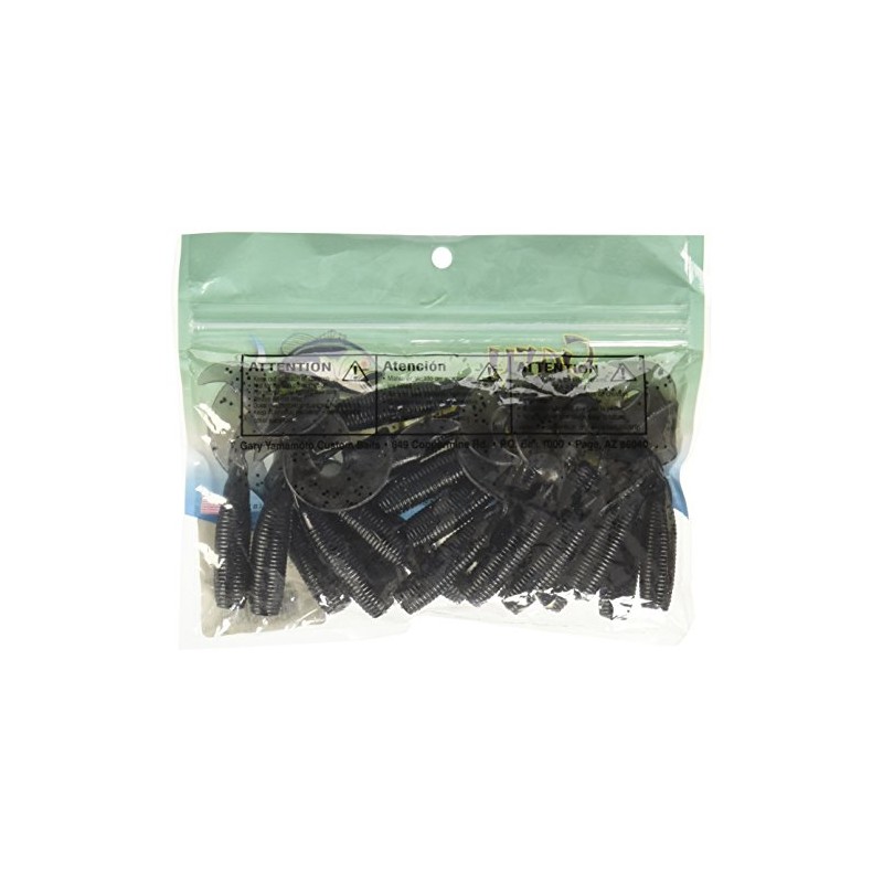 Yamamoto Gary Single Tail Grub 4", Smoke w/ large black