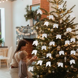 24Pcs Angel Wings Christmas Ornaments Mini Angel Feather Hanging Decor for Christmas Tree Angel Wings Pendant for Crafts Xmas Party DIY Decorations