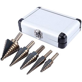 5 Pieces Spiral Groove Step Drill Bit Set Made of HSS Stainless Steel Bit Holder Peeling Drill Taper Drill Bit Metal Drill Bit Set for DIY Plastic Wood Metal Aluminium Iron