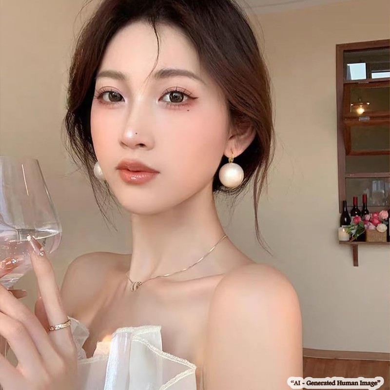 Big Pearl Drop Earrings for Women Oversized White Pearl Dangle