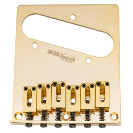 Wilkinson M Series 52.5mm(2-1/16 inch) String Spacing Telecaster Bridge with 6 Modern Style Saddles for Tele Style Electric Guitar, Gold