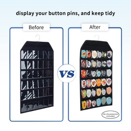 PACMAXI Wall Hanging Badge Button Pins Organizer Display Storage Stand, Enamel Pin Display Holder,hold Up To 36 Pins (Black)