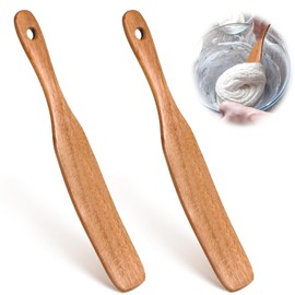 2 Pcs Skinny Wooden Spurtle for Sourdough Starter 10 Inch Wooden Spurtle Sourdough Mixer Bread Stirring Spatula with Hanging Hole Sourdough Spatula for Dough Mixing Cooking Mixing Tool