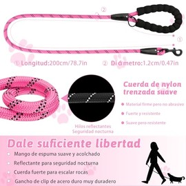 Set de 2 Correas para Perro de 2 M con Mango Acolchado y Costuras Reflejantes para Perros, Correa Giratoria Resistente y Duradera Que no se Enreda, Apto para Perros Pequeños y Medianos