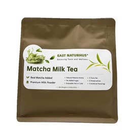 EAST NATURHUS Matcha Milk Tea Powder – Made with Matcha & Freeze-Dried Green Tea, No Added Sugar, Naturally Sweetened, Perfect for Hot & Iced Drinks (0.55lb(250g))