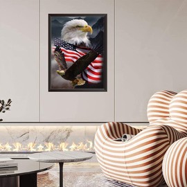 KTHOFCY 5D DIY Diamond Painting Kits for Adults Kids Eagle and Flag Full Drill Embroidery Cross Stitch Crystal Rhinestone Paintings Pictures Arts Wall Decor Painting Dots Kits 15.7X11.8 in