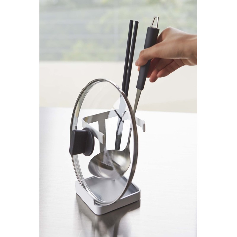 山崎実業 お玉&鍋蓋スタンド プレート ホワイト 2800