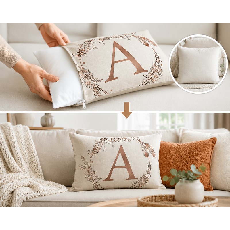 Handmade Alphabet Decorative Pillow Cover for Home Decor – 26