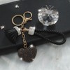 Mrotasvi Black Heart-Shaped Rhinestone Keychain with Leather Tassel for Women