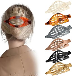 Flat Claw Clips for Women - 6 Pcs Duckbill Hair Clips for Women Transparent Surface No Slips Grip for Hair Clips for Thin Hair Thick Hair